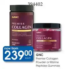 Clicks GNC Premier Collagen Powder or Marine Peptides Gummies offer