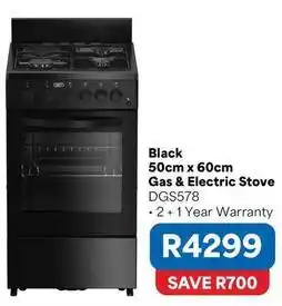 OK Furniture Black 50cm x 60cm gas & electric stove dgs578 offer
