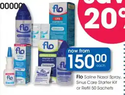 Clicks Flo Saline Nasal Spray, Sinus Care Starter Kit or Refill 50 Sachets offer