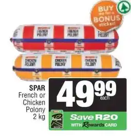 Spar SPAR French or Chicken Polony offer