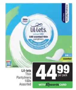 Spar Lil-lets Thin Pantyliners 100s Assorted offer