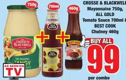 Boxer Superstores Crosse & Blackwell Mayonnaise, All Gold Tomato Sauce, Best Cook Chutney offer