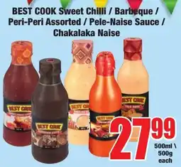 Boxer Superstores BEST COOK Sweet Chilli / Barbeque / Peri-Peri Assorted / Pele-Naise Sauce / Chakalaka Naise offer