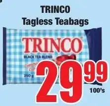 Boxer Superstores TRINCO Tagless Teabags offer