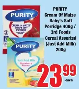 Boxer Superstores Purity Cream Of Maize Baby's Soft Porridge Assorted offer