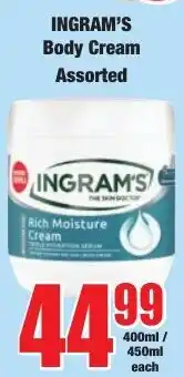 Boxer Superstores INGRAM'S Body Cream Assorted offer