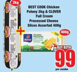 Boxer Superstores BEST COOK Chicken Polony & CLOVER Processed Cheese Slices Assorted offer