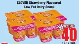 Boxer Superstores CLOVER Strawberry Flavoured Low Fat Dairy Snack offer