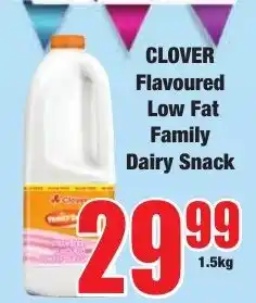 Boxer Superstores CLOVER Flavoured Low Fat Family Dairy Snack offer