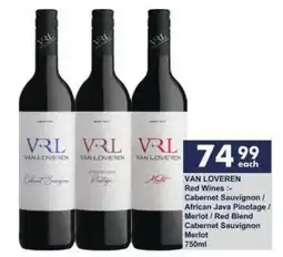 President Liquor VAN LOVEREN Red Wines offer