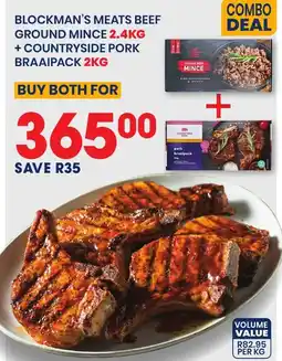 Econo Foods BLOCKMAN'S MEATS BEEF GROUND MINCE + COUNTRYSIDE PORK BRAAIPACK offer