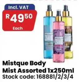 Africa Cash and Carry Mistique Body Mist Assorted offer