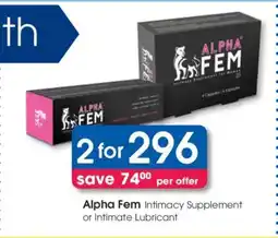 Clicks Alpha Fem Intimacy Supplement or Intimate Lubricant offer
