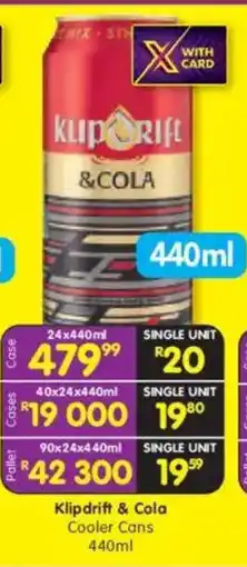 Shoprite Klipdrift & Cola Cooler Cans offer