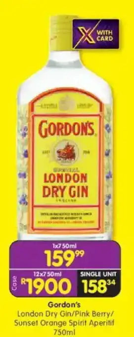 Gordon's London Dry Gin/Pink Berry/ Sunset Orange Spirit Aperitif