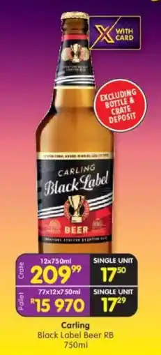 Shoprite Carling Black Label Beer RB offer