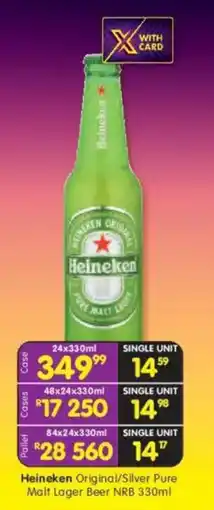 Shoprite Heineken Original/Silver Pure Malt Lager Beer offer