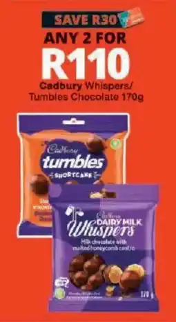 Checkers Cadbury Whispers/Tumbles Chocolate offer