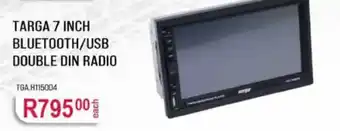 Targa 7 Inch Bluetooth/USB Double Din Radio