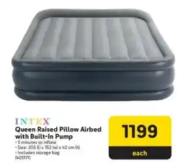 Makro Intex Queen Raised Pillow Airbed with Built-In Pump offer