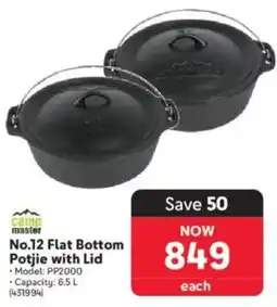 Makro Camp Master No.12 Flat Bottom Potjie with Lid offer