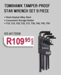 AutoZone TOMIHAWK TAMPER-PROOF STAR WRENCH SET 9 PIECE offer