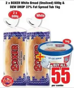 Boxer BOXER White Bread (Unsliced) & DEW DROP 37% Fat Spread offer