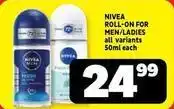 Usave Nivea - roll-on for men/ladies offer