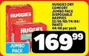 Usave Huggies - dry comfort jumbo pack disposable nappies pants offer
