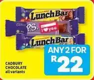 Usave Cadbury - lunch bar or p.s. chocolate offer