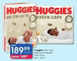 Clicks Huggies Extra Care Disposable Nappies offer