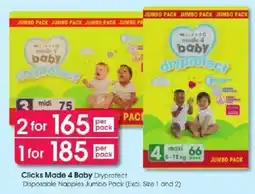 Clicks Clicks Made 4 Baby Dryprotect Disposable Nappies offer