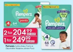 Clicks Pampers Active Baby Pants or Disposable Nappies Jumbo Pack offer