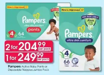 Pampers Active Baby Pants or Disposable Nappies Jumbo Pack