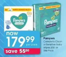 Clicks Pampers Complete Clean or Sensitive Baby Wipes offer
