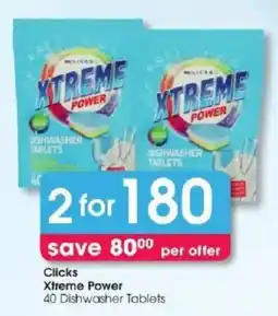 Clicks Xtreme Power Dishwasher Tablets offer