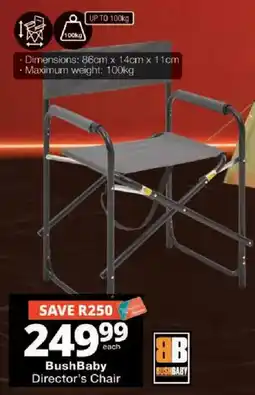 Checkers BushBaby Director's Chair offer