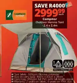 Checkers Campmor Outdoor Hennie Tent offer