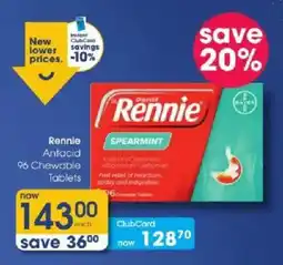 Clicks Rennie Antacid Chewable Tablets offer