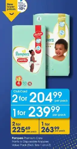 Clicks Pampers Premium Care Pants or Disposable Nappies offer