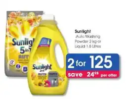 Clicks Sunlight Auto Washing Powder or Liquid offer