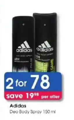 Clicks Adidas Deo Body Spray offer
