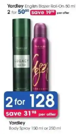 Clicks Yardley English Blazer Roll-On offer