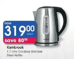 Clicks Kambrook 1.7 Litre Cordless Stainless Steel Kettle offer