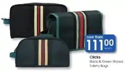 Clicks Clicks Black & Green Striped Toiletry Bags offer