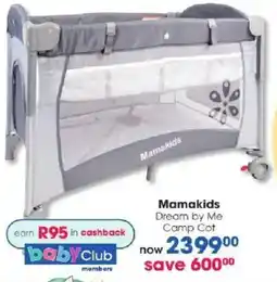 Clicks Mamakids Dream by Me Camp Cot offer