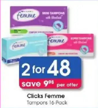 Clicks Clicks Femme Tampons offer