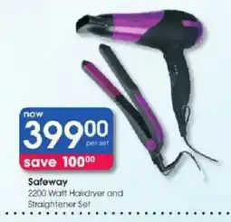 Clicks Safeway 2200 Watt Hairdryer and Straightener Set offer