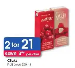Clicks Clicks Fruit Juice 200 ml offer