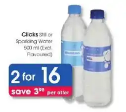 Clicks Clicks Still or Sparkling Water offer